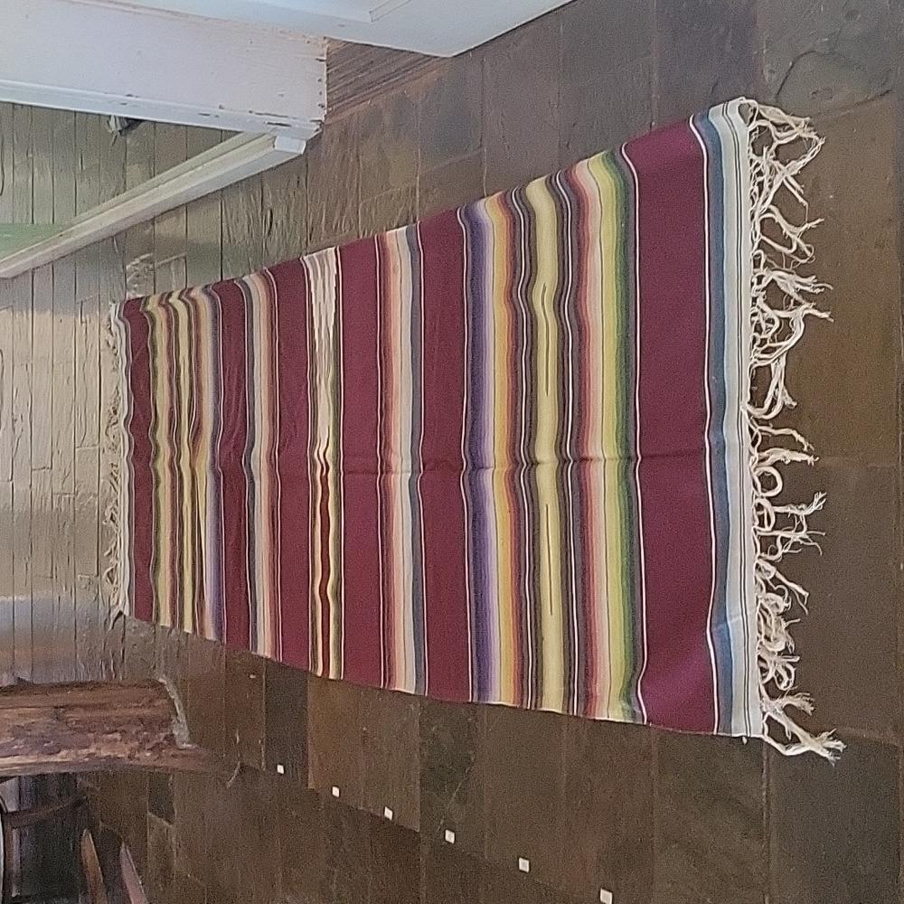 Large Vintage  Saltillo Serape Ombre  Blanket with fringe